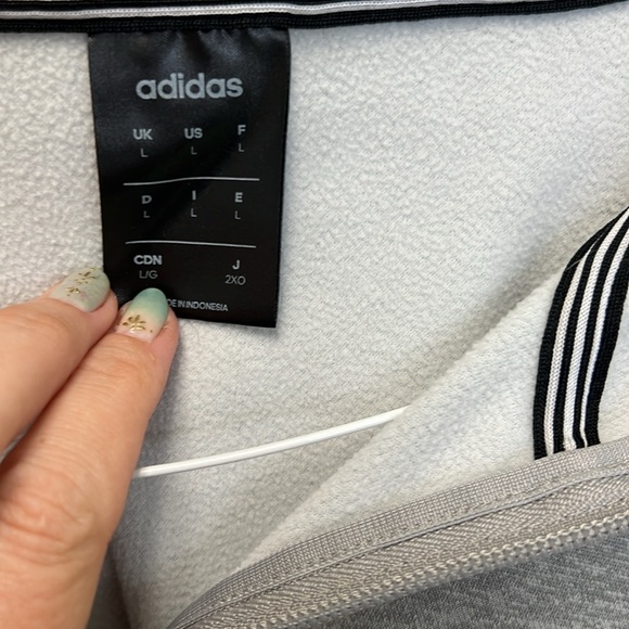 Men’s Adidas Climawarm Fleece 3 Stripe Full Zip Hoodie Size Large, Gray - Picture 2 of 4